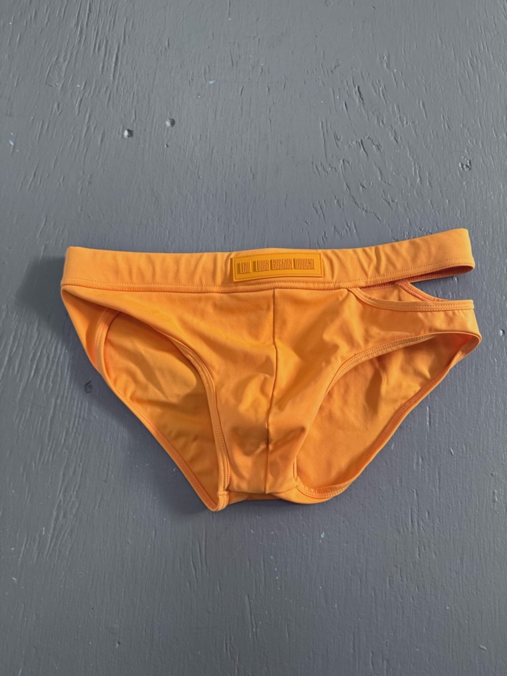 Men's Orange Cut-Out Swim Suit